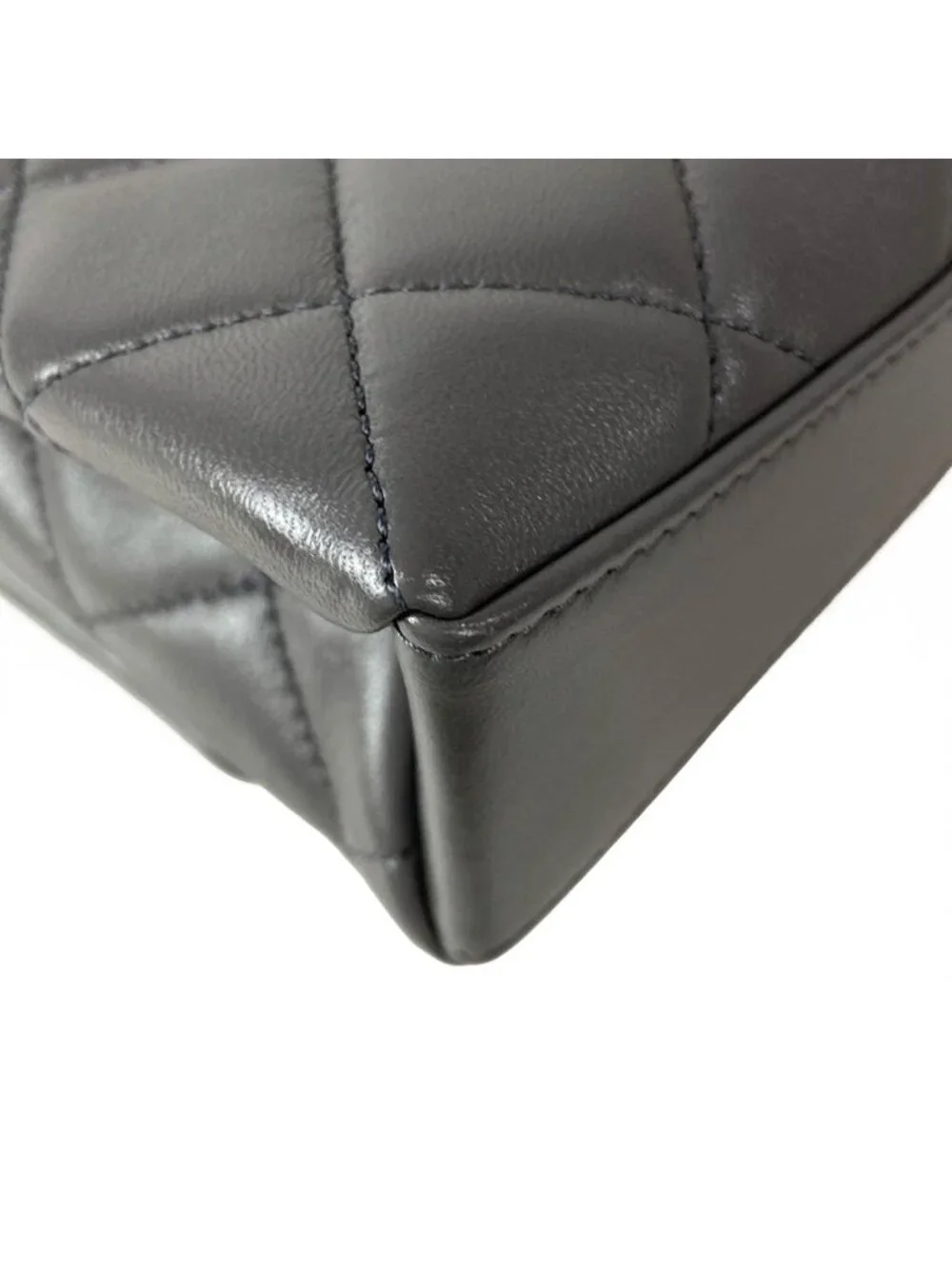 Chanel Shoulder Bag Mini Flap Quilted Gray Lambskin